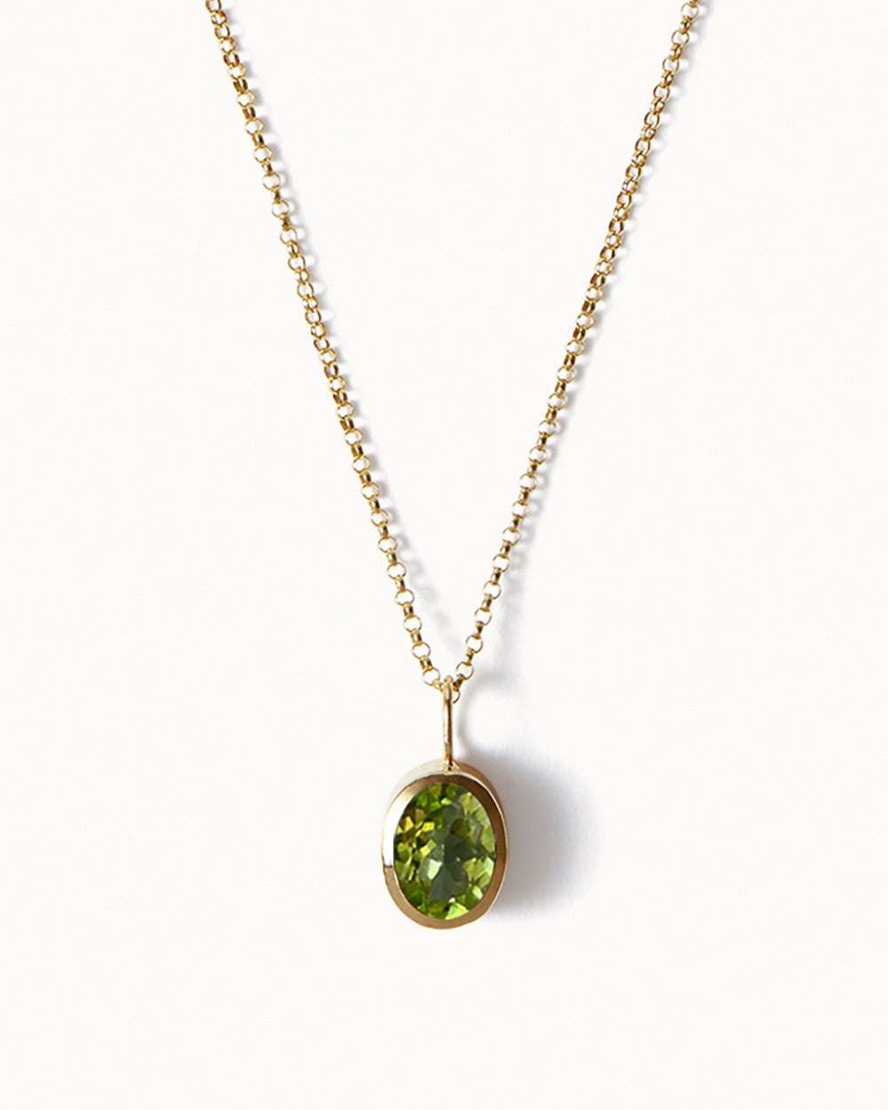 Solid Gold Peridot Gemstone Necklace