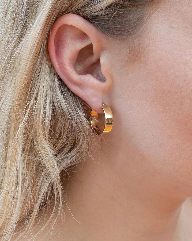 18ct Gold Plated Signature Hoop Earrings handmade in London by Maya Magal luxury jewellery brand
