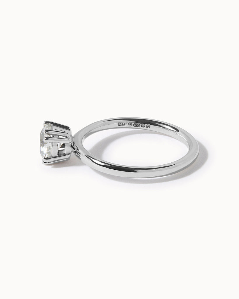 9ct Solid White Gold Sapphire Solitaire Ring handmade in London by Maya Magal modern jewellery brand