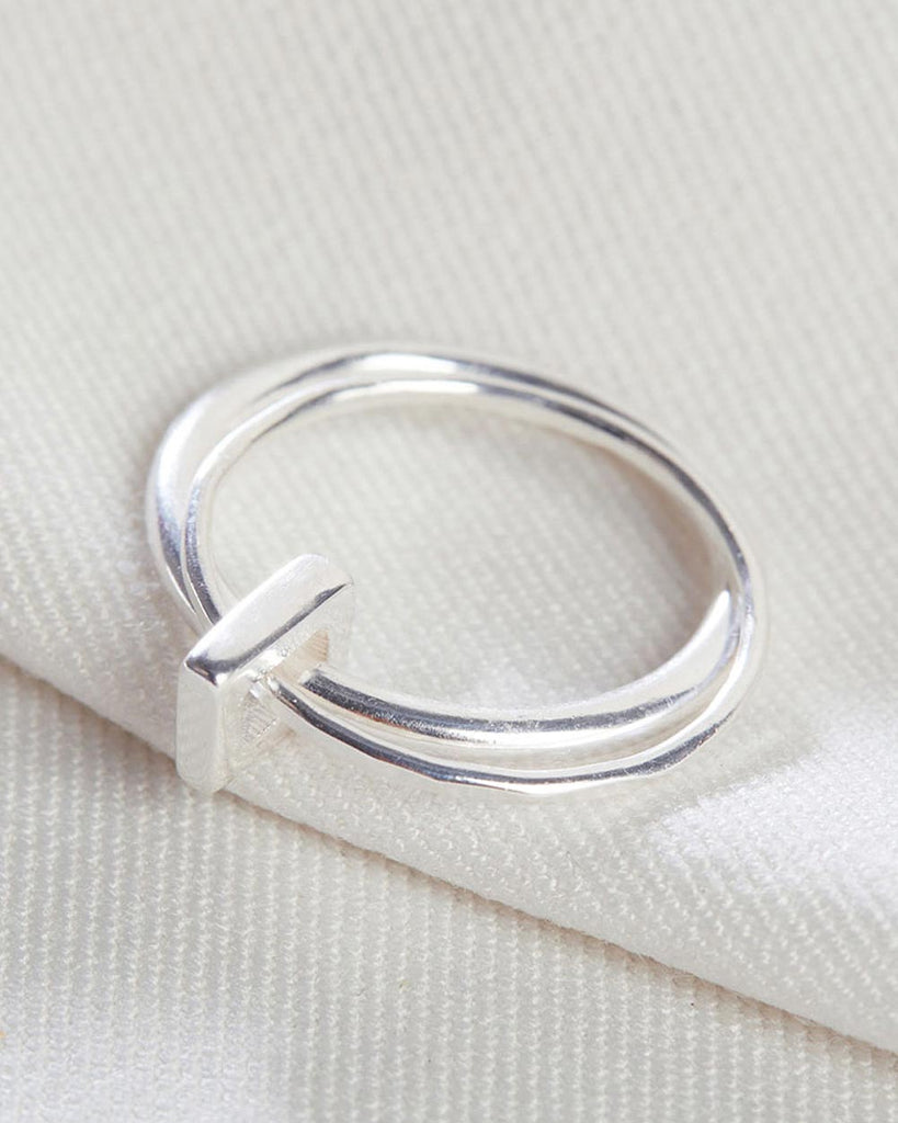 925 Recycled Sterling Silver Square Link Stacking Ring handmade in London by Maya Magal sustainable jewellery brand