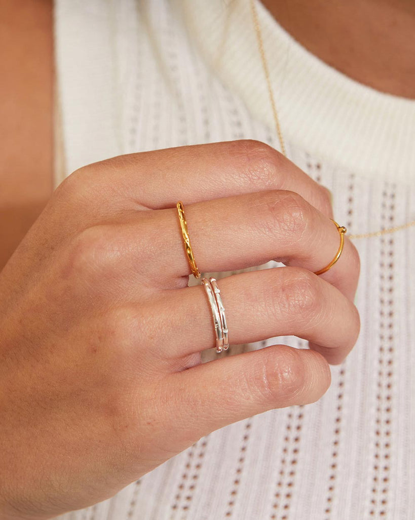18ct Gold Plated Bubble Stacking Ring handmade in London by Maya Magal sustainable luxury brand