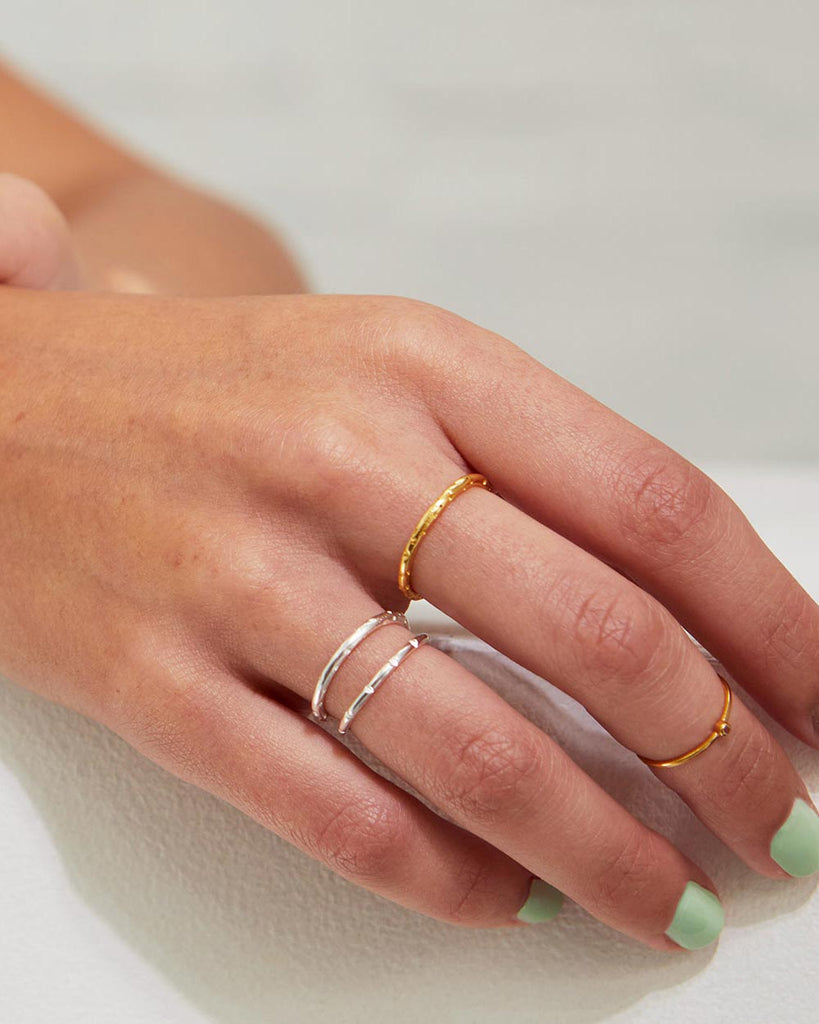 18ct Gold Plated Bubble Stacking Ring handmade in London by Maya Magal contemporary jewellery brand