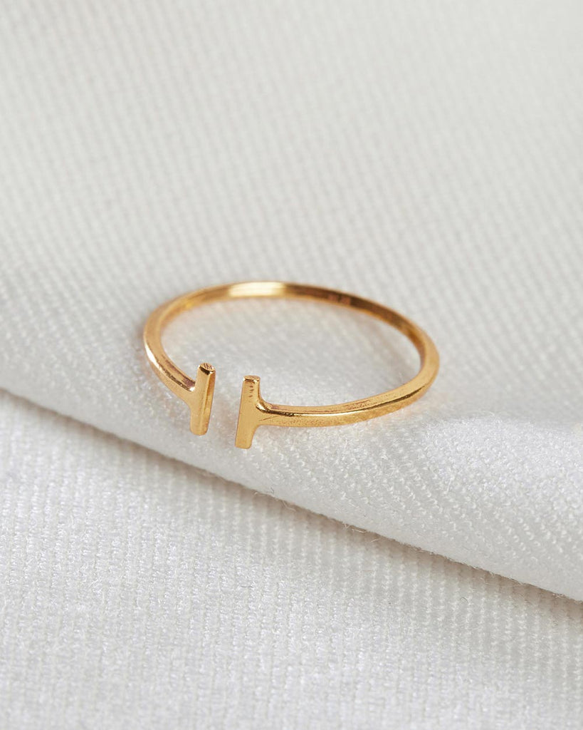 18ct Gold Plated Midi Finger Stacking Ring handmade in London by Maya Magal sustainable jewellery brand