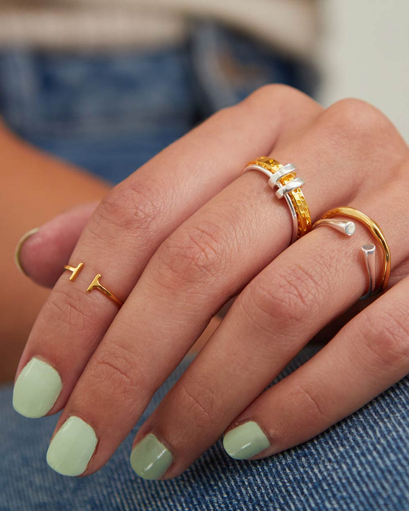 18ct Gold Plated Midi Finger Stacking Ring handmade in London by Maya Magal modern jewellery brand