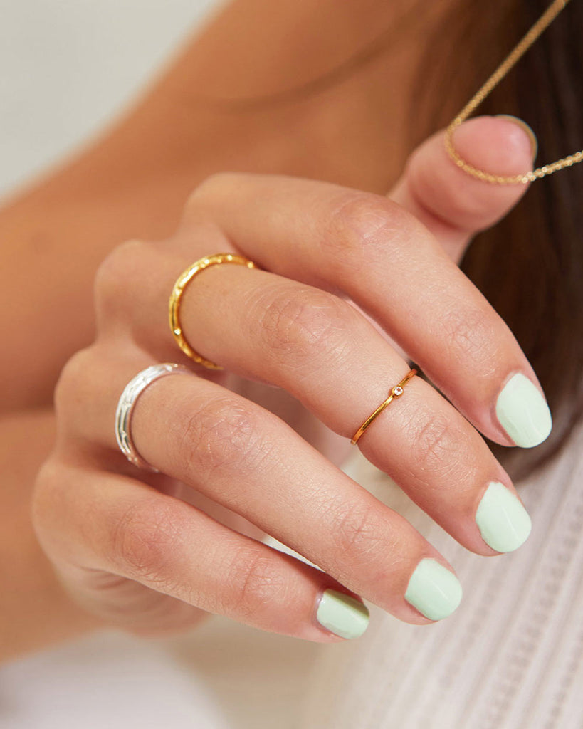 18ct Gold Plated Mini Spotlight Stacking Ring handmade in London by Maya Magal contemporary jewellery brand