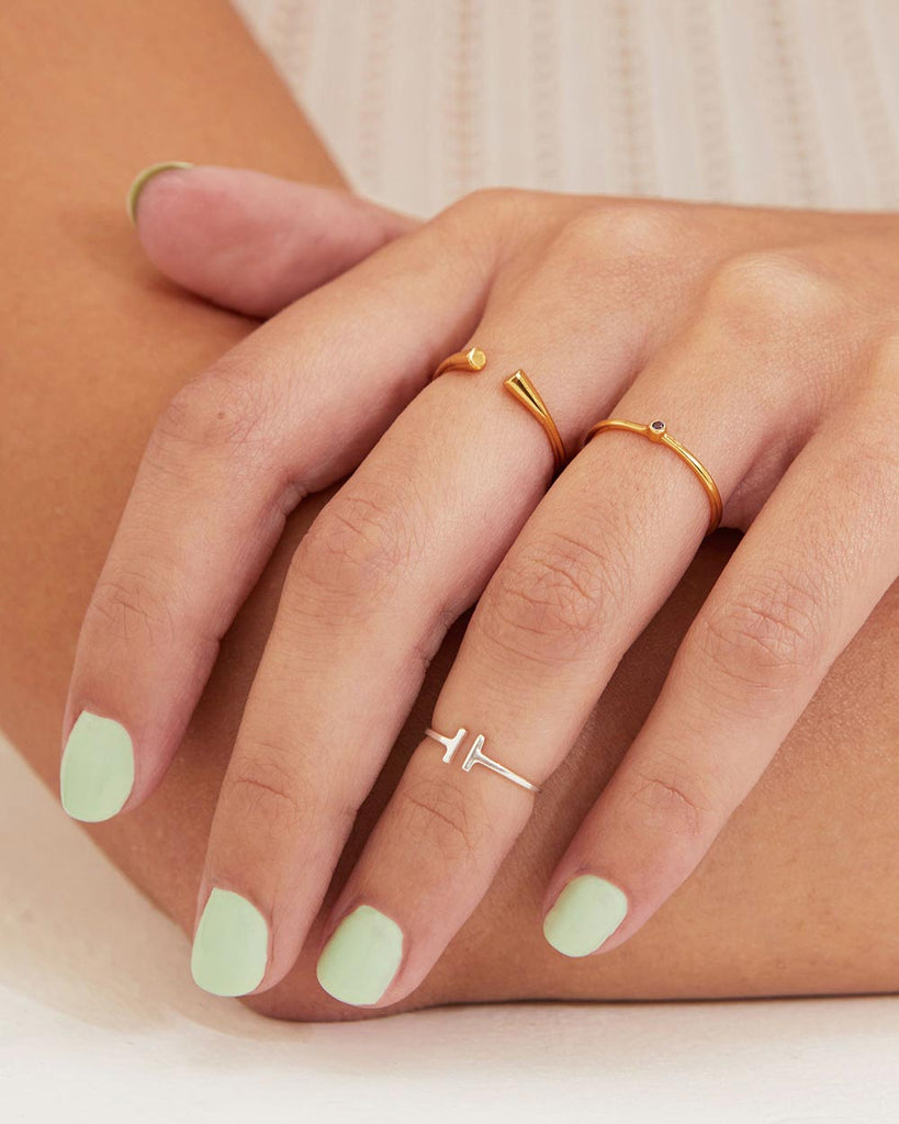 18ct Gold Plated Mini Spotlight Stacking Ring handmade in London by Maya Magal modern jewellery brand