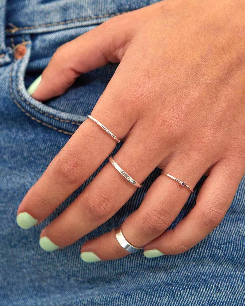 925 Recycled Sterling Silver Mini Spotlight Stacking Ring handmade in London by Maya Magal contemporary jewellery brand