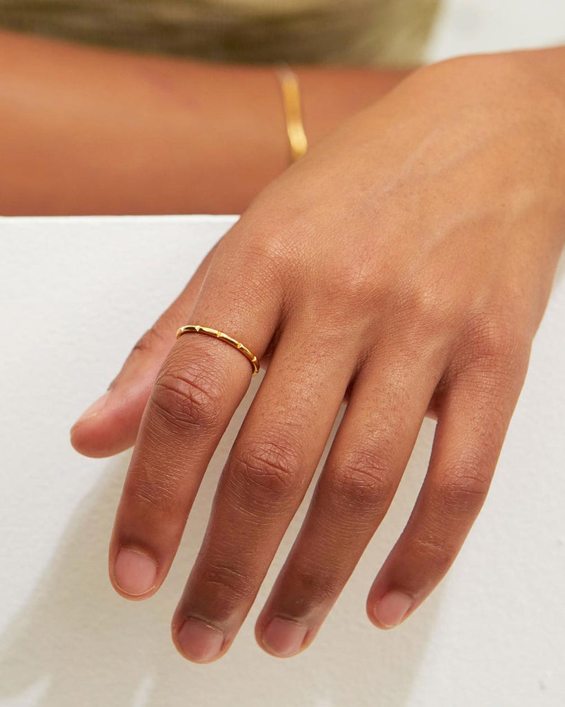 18ct Gold Plated Stripe Stacking Ring handmade in London by Maya Magal modern jewellery brand