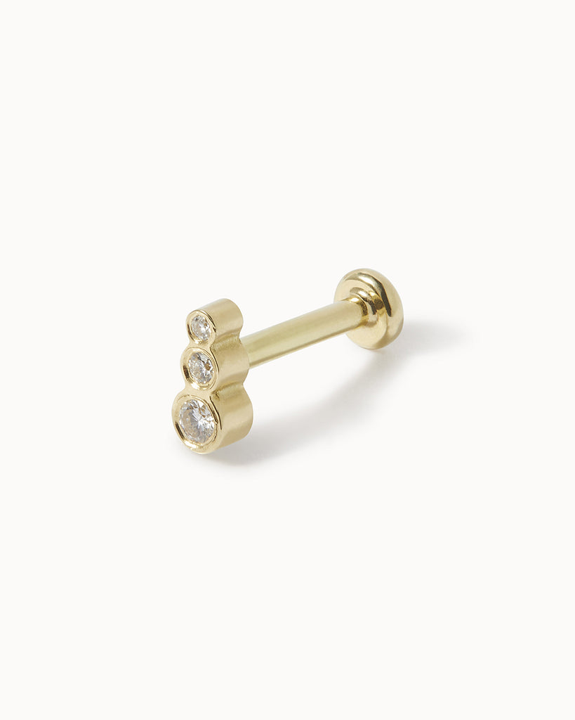 9ct Solid Gold Triple Diamond Cartilage Stud handmade in London by Maya Magal sustainable jewellery brand